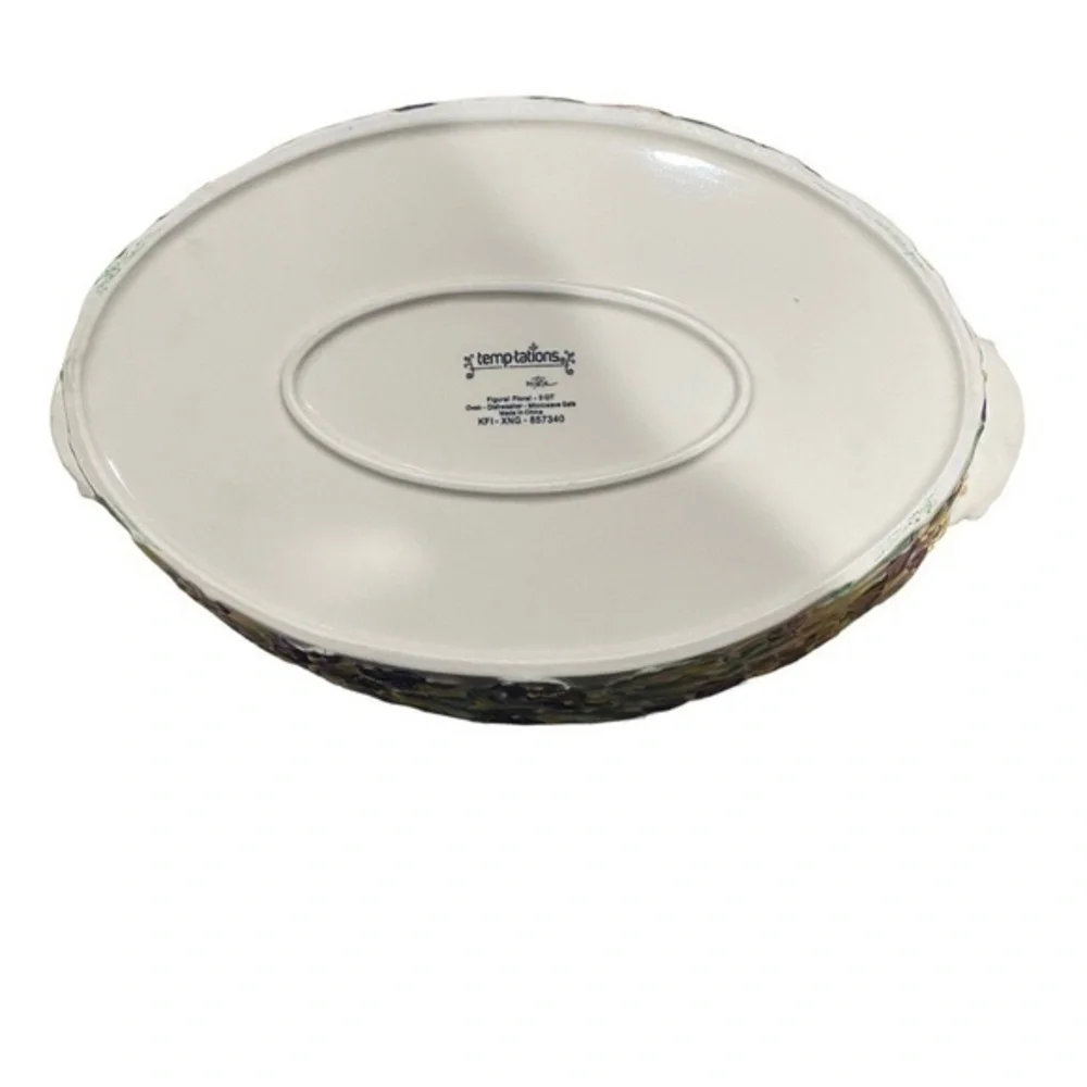 Temptation By Tara Violet Figural Floral Ceramic Bakeware With Lid and Wire Rack